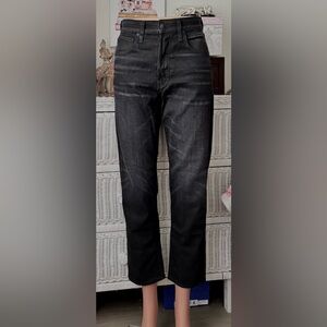 Rag & Bone Jeans Maya High Rise Ankle Slim Worn Black Cotton Whiskered Size 27